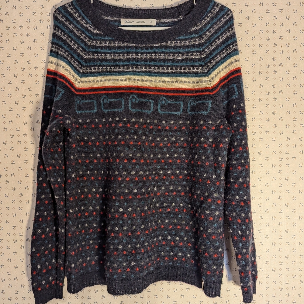 Woolrich Pullover Large Wool Mohair Blend Sweater Sheep Lightweight